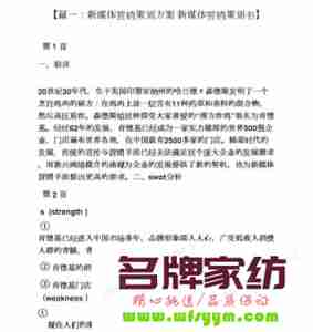 家纺营销变革与新媒体营销战略 家纺企业网络营销方案策划书